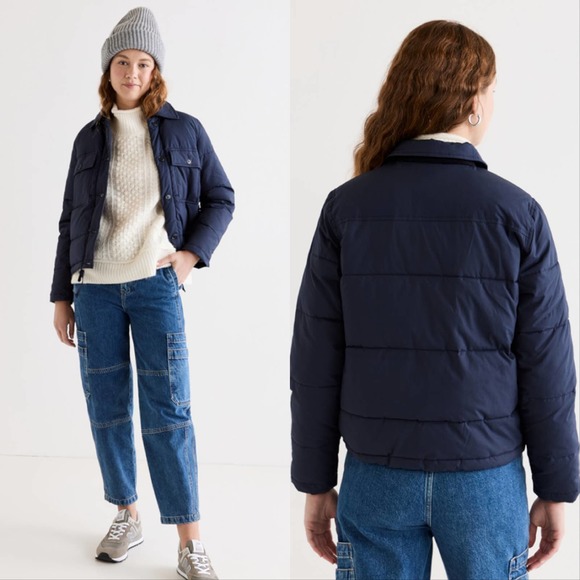 Alex Mill Jackets & Blazers - Alex Mill Quilted Cropped Puffer Jacket Deep Navy Blue